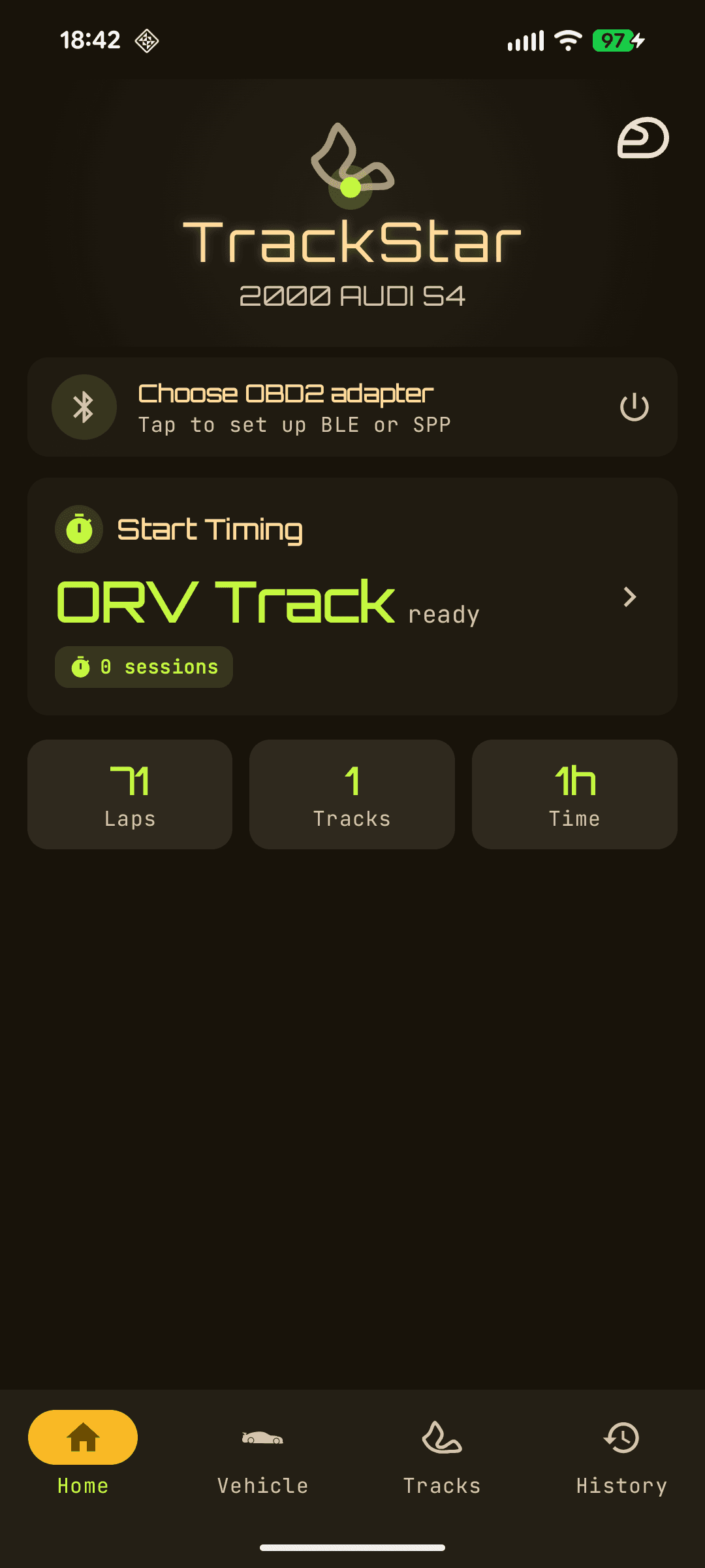TrackStar home dashboard