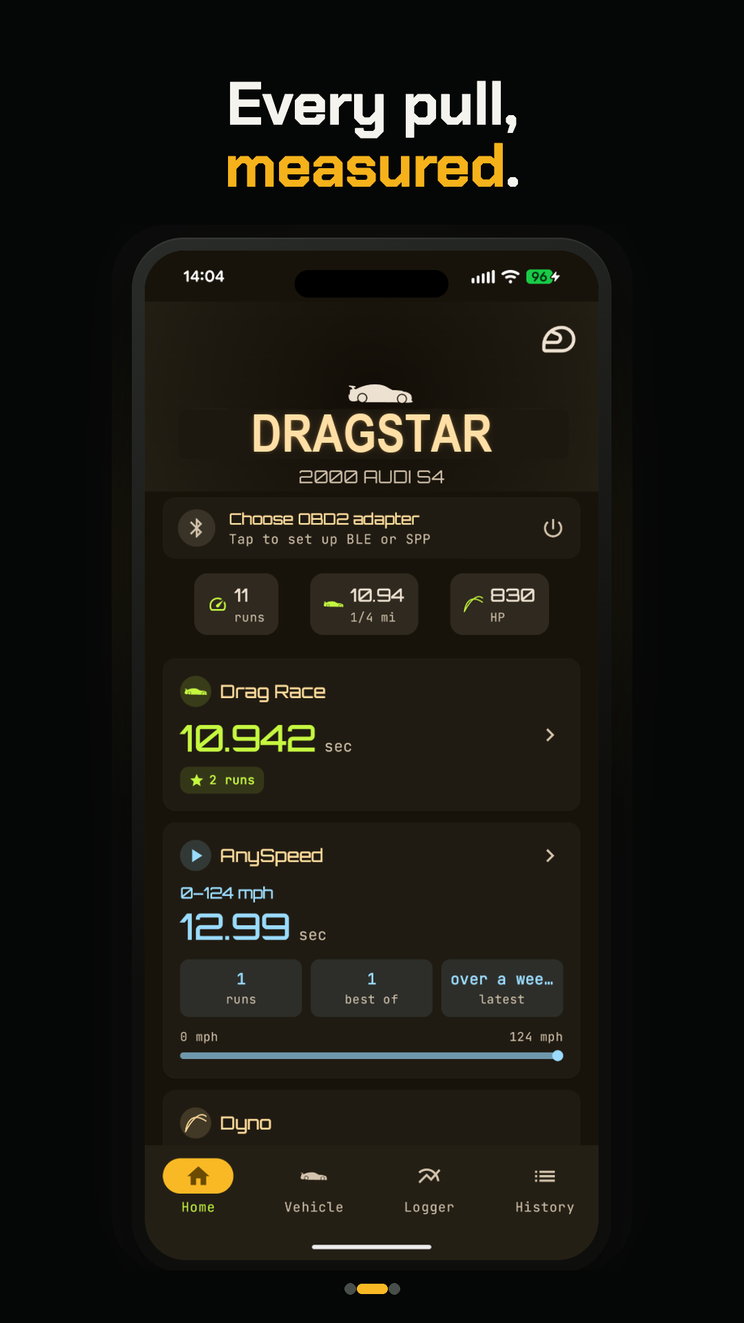 DragStar road dyno app screen